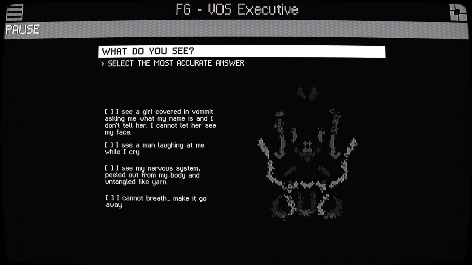 artificial intelligence A rorshach test in early apple computer monitor style asks the reader what they see in the image.